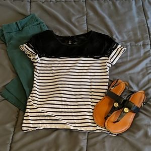 Black and White stripped shirt with lace